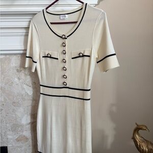 Lovers + Friends Cream Dress with Black Trim